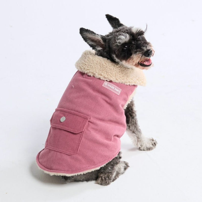 Cordjacke mit Sherpa-Fleece - Rosa