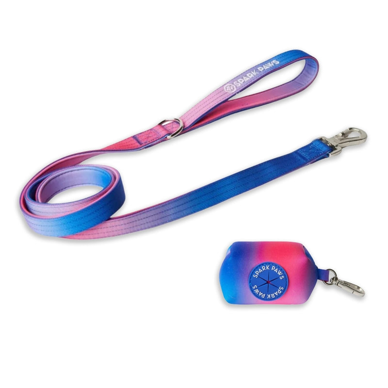 Leine und Kotbeutelhalter-Set - Rosa-Blau